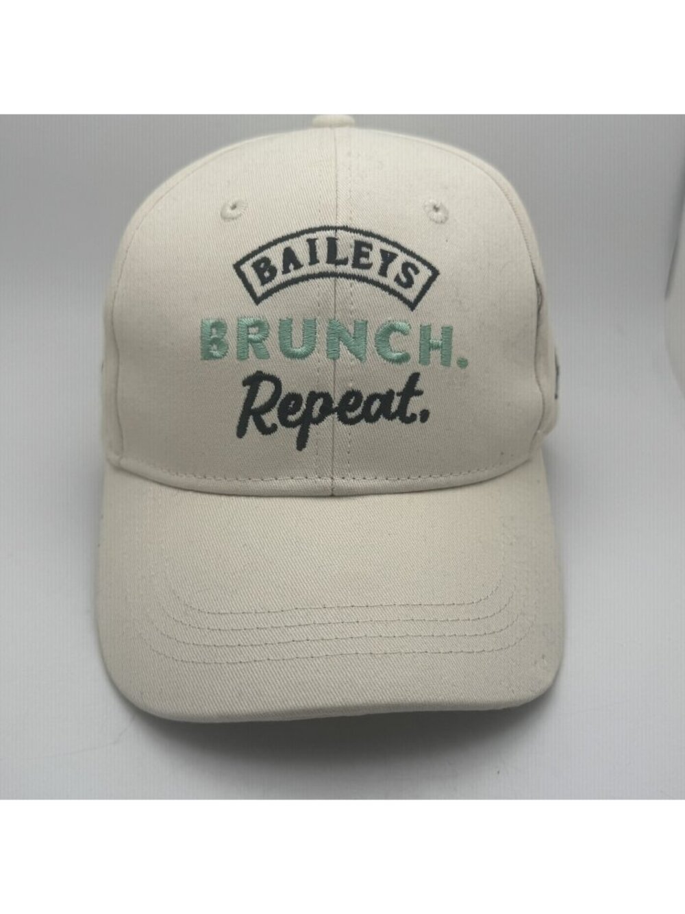 Baileys Brunch Repeat Adjustable Baseball Cap Hat Beige Cream Embroidered Logo